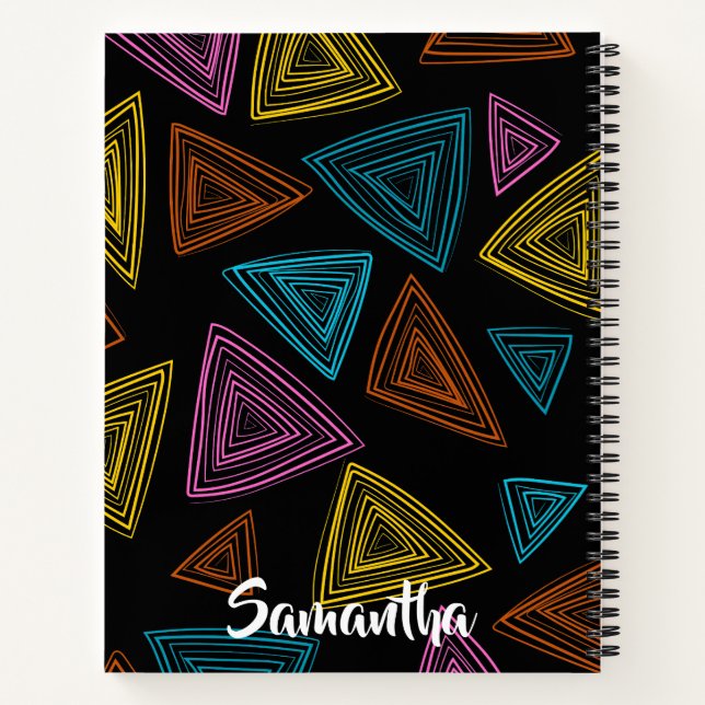 Personalised Geometric Black Yellow Orange Notebook (Back)