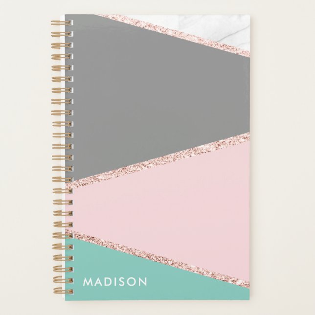 Personalised Geometric Colour Block Planner (Front)