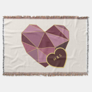 Personalised Geometric Heart Throw Blanket