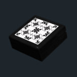 Personalised Geometric Pattern Black White  Gift Box<br><div class="desc">A stylish modern geometric quatrefoil black and white pattern lacquered jewellery or keepsake wood box with a stylish modern decorative ceramic tile lid. Add your initials.</div>