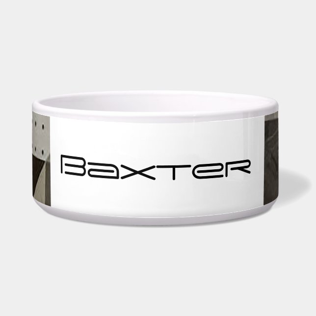 Personalised Geometric Tri-Colour Dog Bowl (Front)