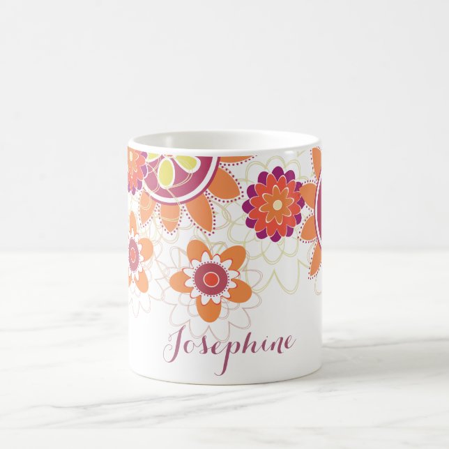 Personalised Geometrical Retro Flowers mug (Center)