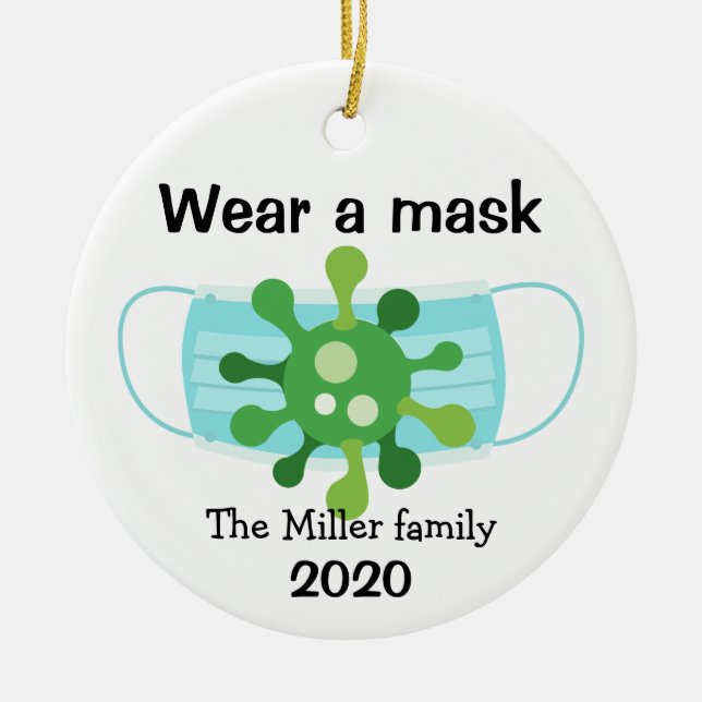 Personalised Germ Wear A Mask Ornament (Front)