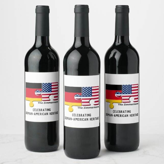 Personalised GERMAN AMERICAN  Wine Label (Bottles)