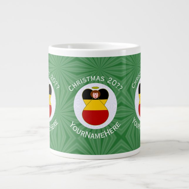 Personalised German Angel Christmas Flag Large Coffee Mug (Front)