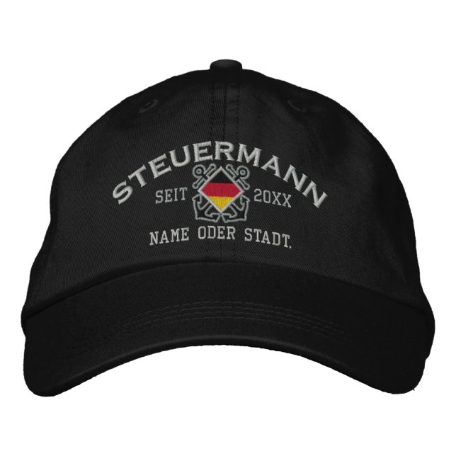 Personalised German First Mate Nautical Embroidered Hat (Front)