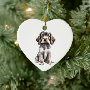 Personalised German Longhaired Pointer Puppy Ceramic Tree Decoration