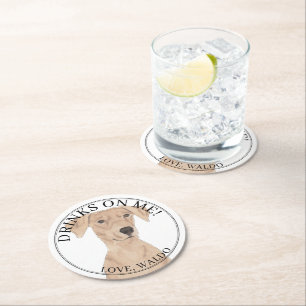 Personalised German Pinscher Wedding Round Paper Coaster