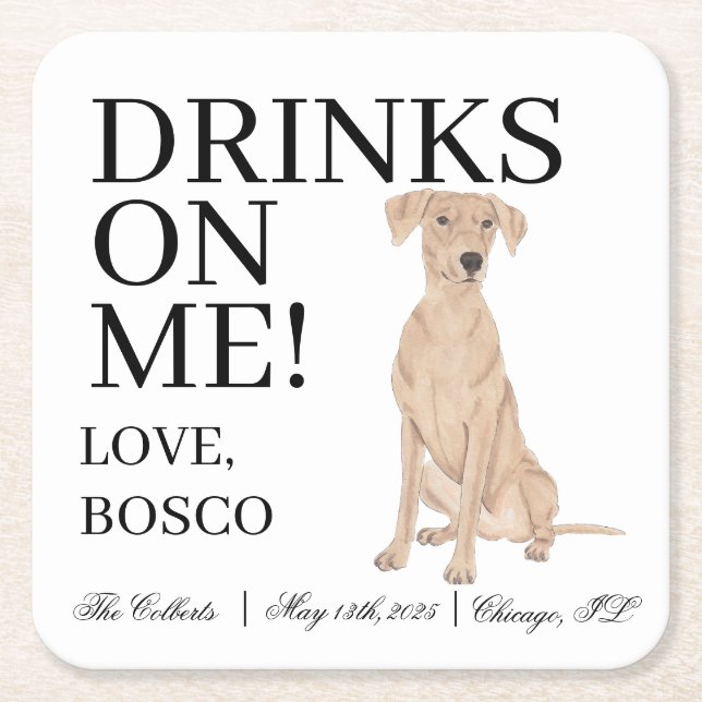 Personalised German Pinscher Wedding Square Paper Coaster (Front)