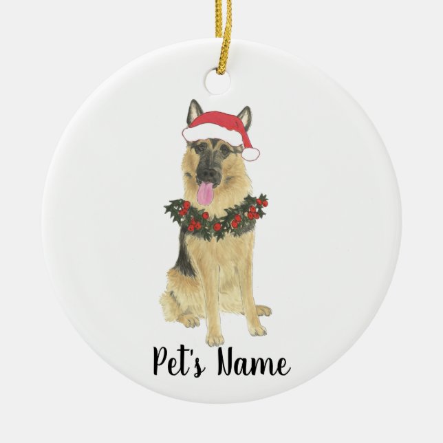 Personalised German Shepherd Ceramic Tree Decoration (Front)