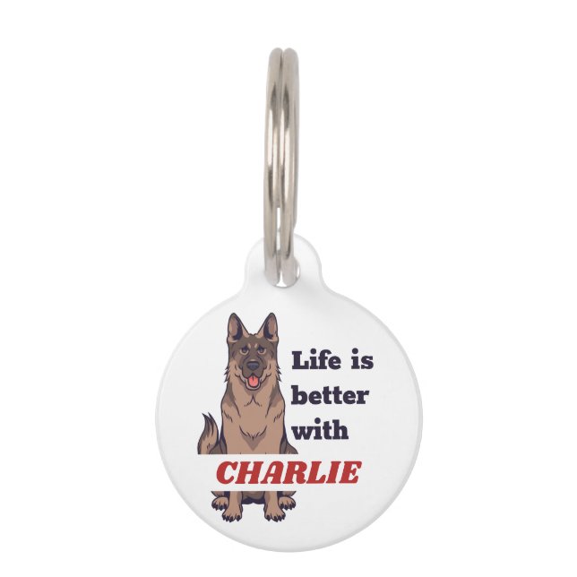 Personalised German Shepherd Dog Lover Custom Text Pet Tag (Front)