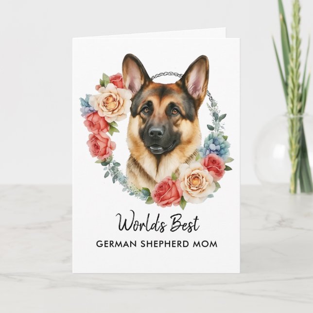 Personalised German Shepherd Dog Mum Mother's Day Holiday Card (Front)