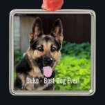 Personalised German Shepherd Dog Photo, Dog Name Metal Tree Decoration<br><div class="desc">Personalise this keepsake with your uploaded German Shepherd's photo and their name (can also upload any photo and personalised with any text). Text reads "Best Dog Ever" or add your own text - We love "dog's name", dog's birthday or day of passing. Just click on "customise" to add your personalised...</div>