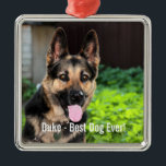Personalised German Shepherd Dog Photo, Dog Name Metal Tree Decoration<br><div class="desc">Personalise this keepsake with your uploaded German Shepherd's photo and their name (can also upload any photo and personalised with any text). Text reads "Best Dog Ever" or add your own text - We love "dog's name", dog's birthday or day of passing. Just click on "customise" to add your personalised...</div>