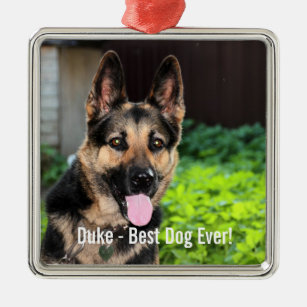Personalised German Shepherd Dog Photo, Dog Name Metal Tree Decoration