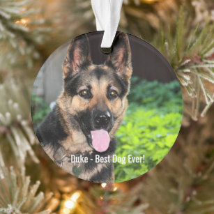 Personalised German Shepherd Dog Photo, Dog Name Ornament