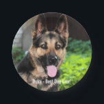 Personalised German Shepherd Dog Photo, Dog Name Paper Plate<br><div class="desc">Personalise this keepsake with your uploaded German Shepherd's photo and their name (can also upload any photo and personalised with any text). Text reads "Best Dog Ever" or add your own text - We love "dog's name", dog's birthday or day of passing. Just click on "customise" to add your personalised...</div>