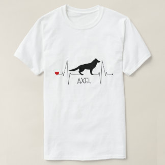 Personalised German Shepherd Love Dog Heart Beat T-Shirt