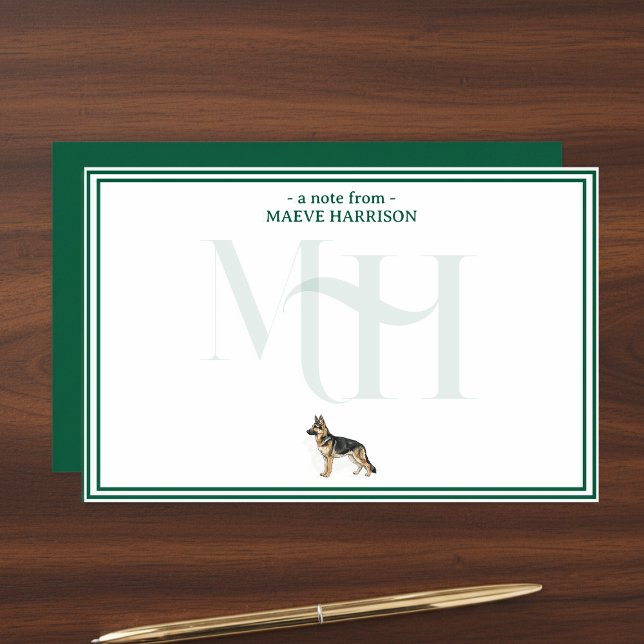Personalised German Shepherd Note Monogram Stationery (Gift custom stationery to the dog lover in your life! )