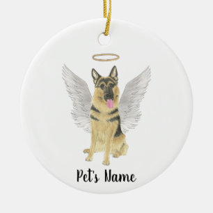 Personalised German Shepherd Sympathy Bereavement Ceramic Tree Decoration