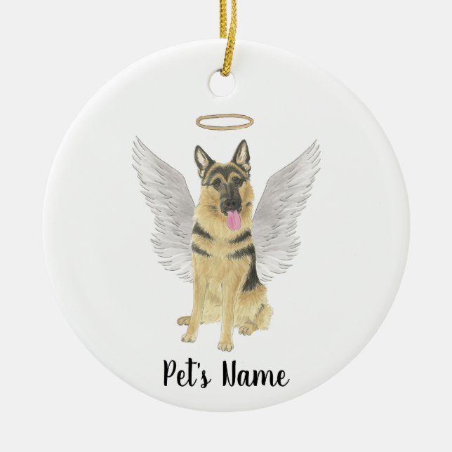 Personalised German Shepherd Sympathy Bereavement Ceramic Tree Decoration (Front)