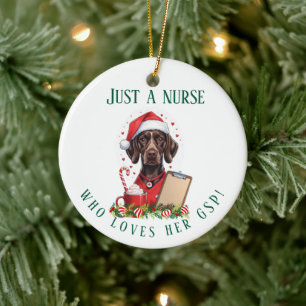 Personalised German Shorthaired Pointer Nurse Chri Ceramic Tree Decoration