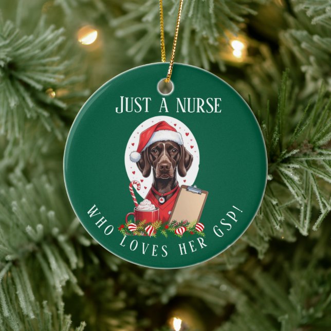 Personalised German Shorthaired Pointer Nurse Chri Ceramic Tree Decoration (Tree)