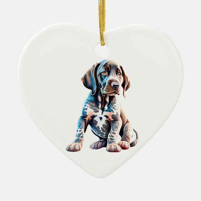 Personalised German Shorthaired Pointer Puppy Ceramic Tree Decoration (Front)