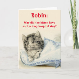 Personalised Get Well Card with Cute Cat Joke