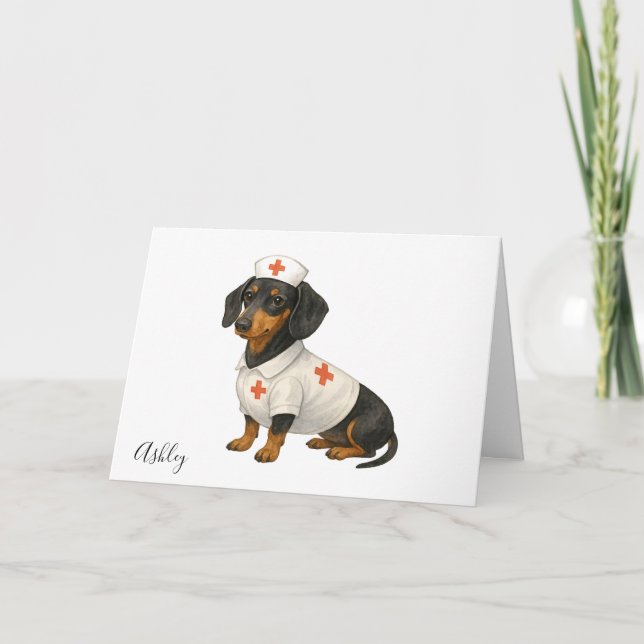 Personalised Get Well Soon Dachshund Dog  Card (Front)