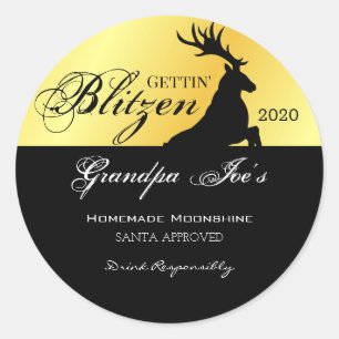 Personalised "Gettin Blitzen" Holiday Moonshine C Classic Round Sticker