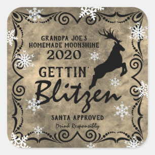 Personalised "Gettin' Blitzen" Homemade Moonshine Square Sticker