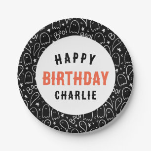 Personalised Ghosts Kids Halloween Birthday Paper Plate
