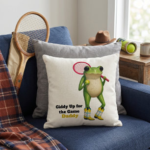 Personalised Giddy Up For The Game Daddy Quirky Cushion
