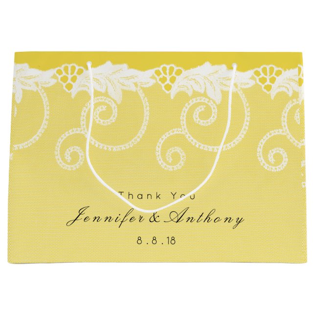 Personalised Gift Bag Yellow Sun Royal Lace (Front)