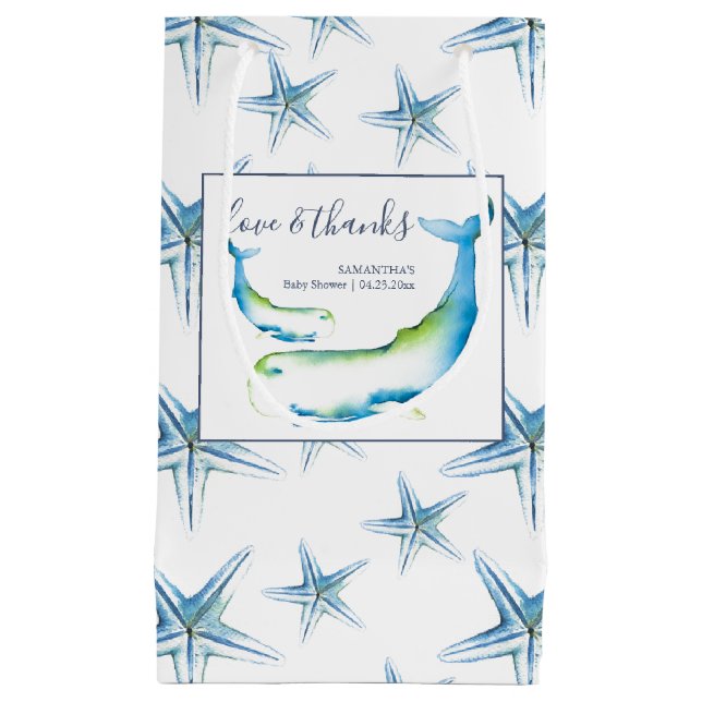 Personalised Gift Bags Unique Whale Baby Shower (Front)