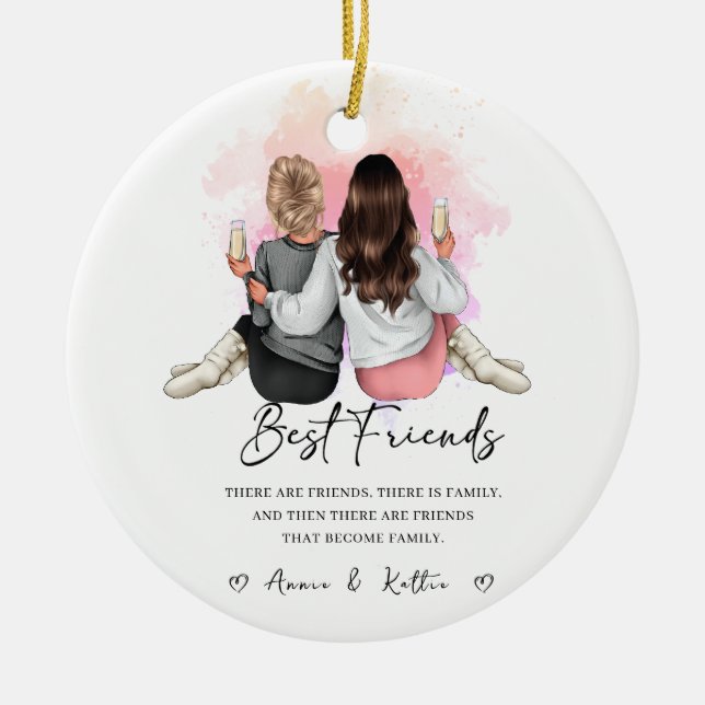 Personalised gift for best friend,Christmas gift Ceramic Tree Decoration (Front)