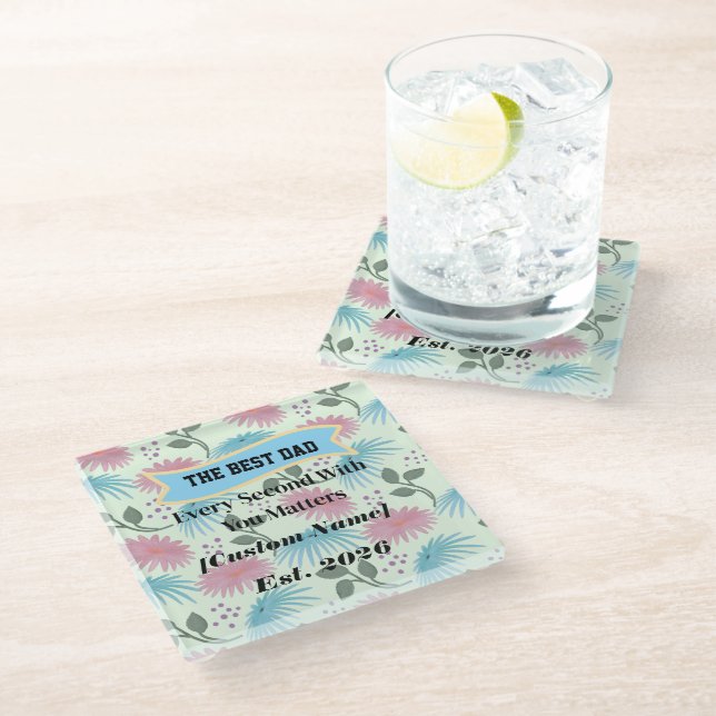  Personalised Gift for Dad Father's Day Gift  Glass Coaster (Angled)