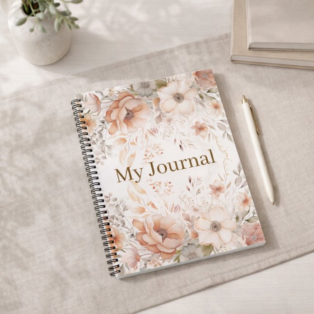 Personalised Gift for Her Terracotta Floral Notebook (Creator Uploaded)