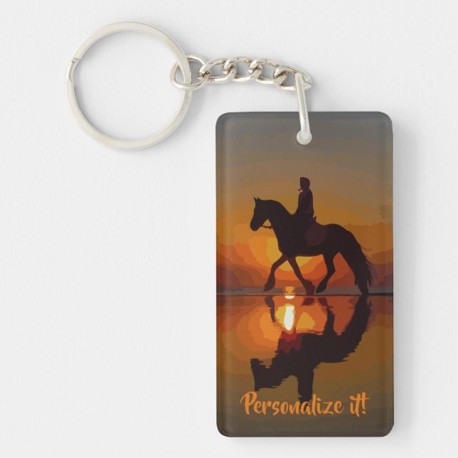 Personalised Gift for Horse Lover.Horseback Riding Key Ring (Front)