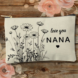 Personalised Gift For Nana Floral Wildflowers Accessory Pouch