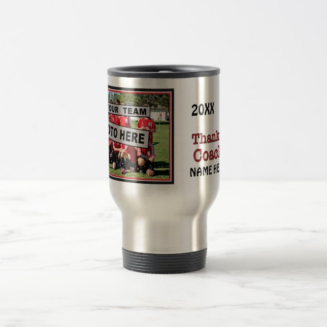 Personalised Gift Ideas for Coaches  Soccer Travel Mug (Center)