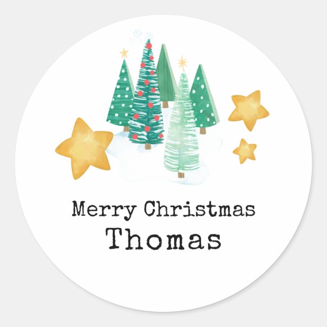 Personalised Gift Name Stickers - Christmas Tree (Front)