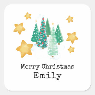 Personalised Gift Name Stickers - Christmas Tree