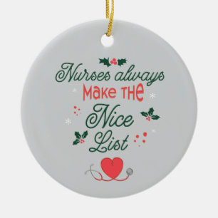Personalised Gift Nurses Always Make the Nice List Ceramic Tree Decoration