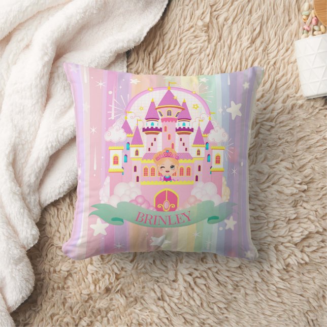Personalised Gift! Princess Castle Cushion (Blanket)
