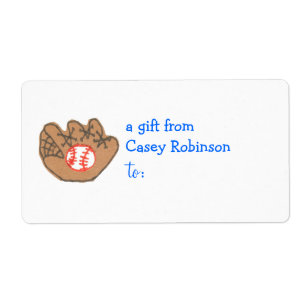 Personalised gift tag label -- baseball theme