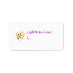 Personalised gift tag label -- bee theme