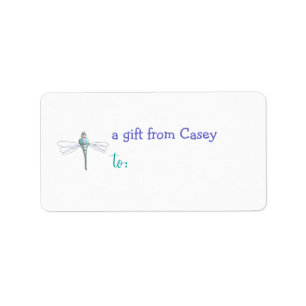 Personalised gift tag label -- dragonfly theme