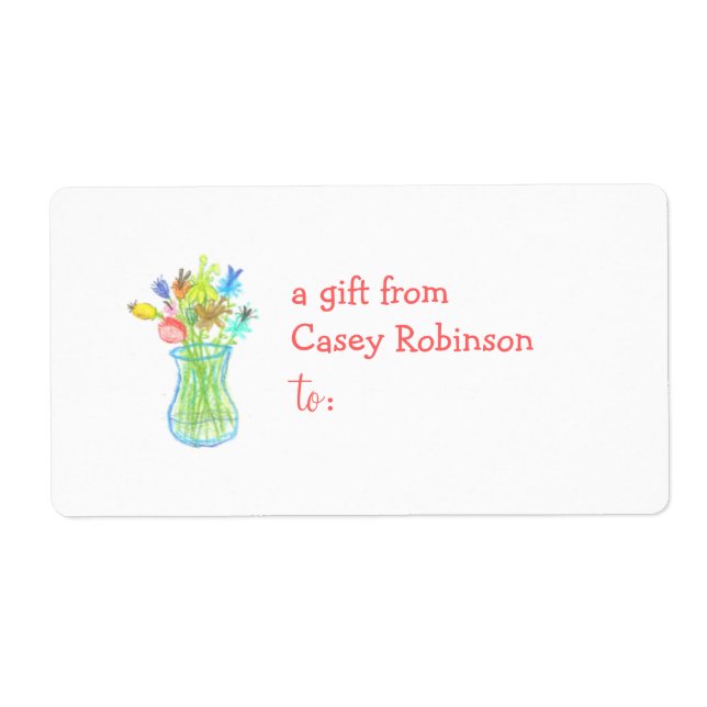 Personalised gift tag label -- floral theme (Front)